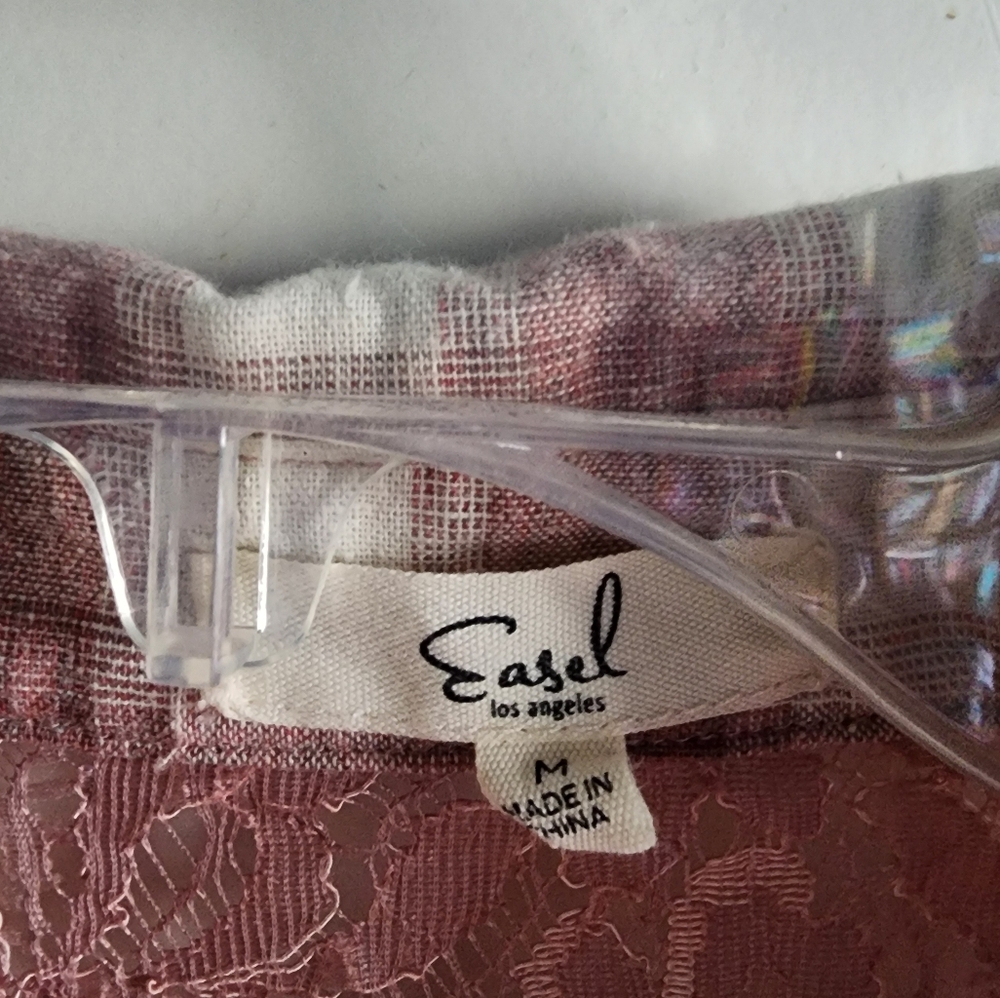 Easel Pink and White Plaid Sleeveless Top - Picture 2 of 8